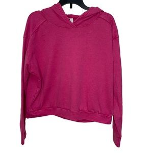 Zella Cropped Hooded Pullover Sweatshirt Pink Beetroot L New With Tags